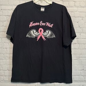 Heaven can wait breast cancer awareness T-shirt size 2 XL